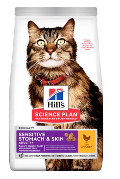 Hill S Science plan Adult sensitive stomach&skin Chicken pro kočky 1,5kg