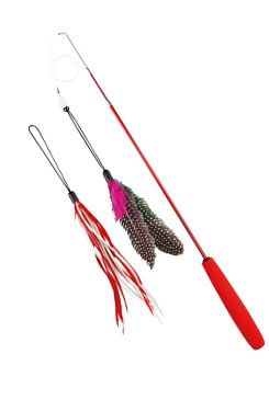 Hračka kočka tyč teleskopická s hračkou 40-98cm