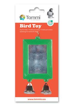 Hračka pro exoty zrcátko se 2 zvonečky 12cm nové