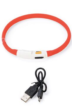 Obojek USB Visio Light 35cm červený Karlie
