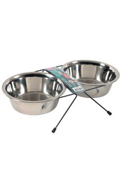 Miska nerez stojan 2 misky pes steel 0,35l Zolux