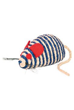 Hračka kočka myš sisal s kuličkami 10cm