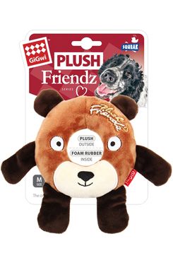 Hračka pes Gigwi Plush Friendz medvěd s gumenym kroužkem
