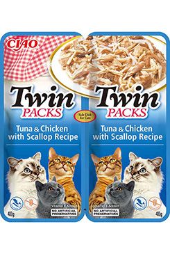 Churu Cat twin packs tuna&chick & scallop in broth 80g