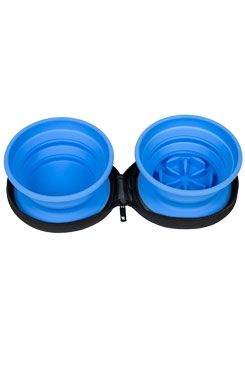Cestovní dvojmiska slowfeeder modrá 700ml Kiwi