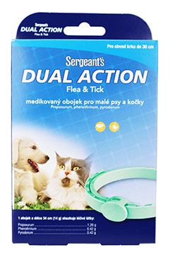 Sergeanťs Dual antiparazitní obojek pro malé psi a kočky 34cm