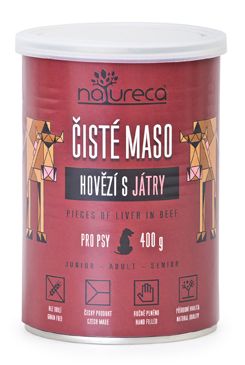 Natureca konzerva hovězí s játry pro psy 400g