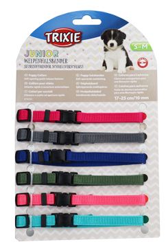 Obojek nylon pro štěňata rozlišovací malina-tyrkys S-M 6ks Tr