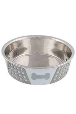 Miska nerez se silikonovým pláštěm bílošedá 1,4l 21cm Trixie