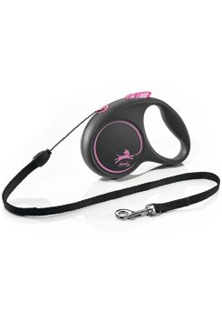 Vodítko Flexi Black Design S lanko 5m/12kg růžová