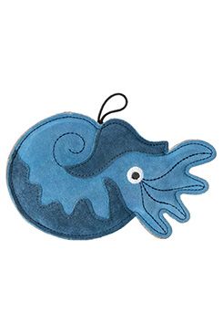 Hračka pes Leather Nautilus kůže modrá 21cm Kiwi