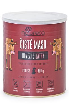Natureca konzerva hovězí s játry pro psy 800g