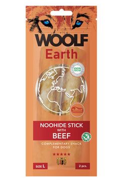 Woolf pochoutka earth noohide L sticks with beef 85g