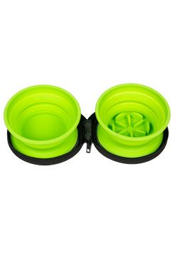 Cestovní Dvojmiska Slowfeeder  Zelená 700ml Kiwi