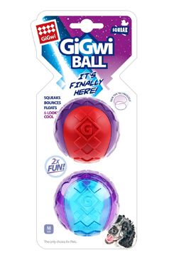 Hračka pes Gigwi Ball míček M 2ks karta pískající