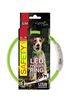 Obojek Dog Fantasy světelný USB zelený 45cm 1ks