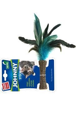 Hračka kočka Gigwi  Johnny Stick catnip s modrým peřím