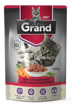 Grand kapsa Deluxe kočka hovězí se zeleninou 100g
