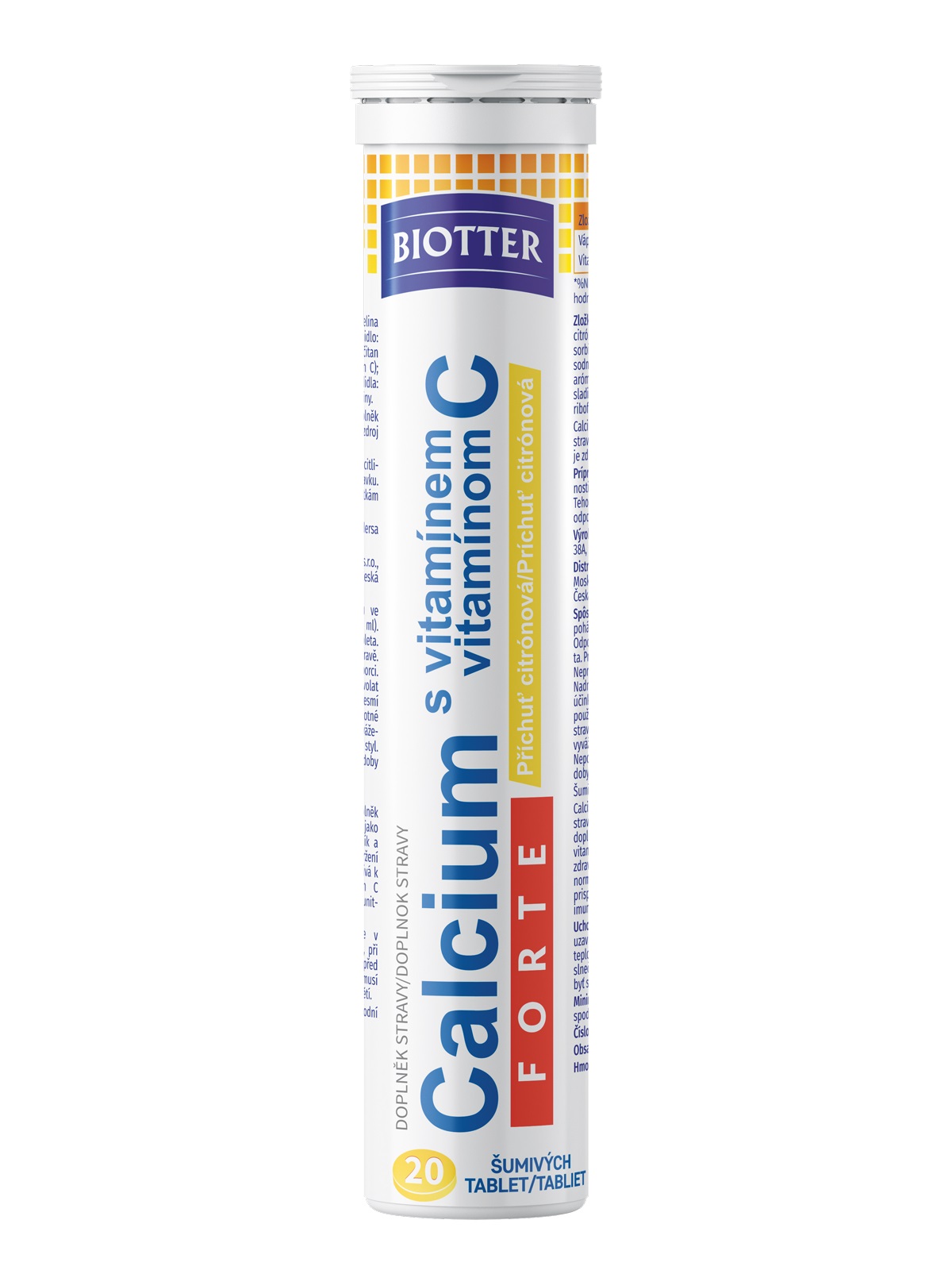Biotter Calcium s vitamínem C FORTE citron - šumivé tablety 20ks