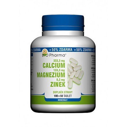Calcium 333mg+magnezium 133mg+zinek 8mg Tbl.100+50