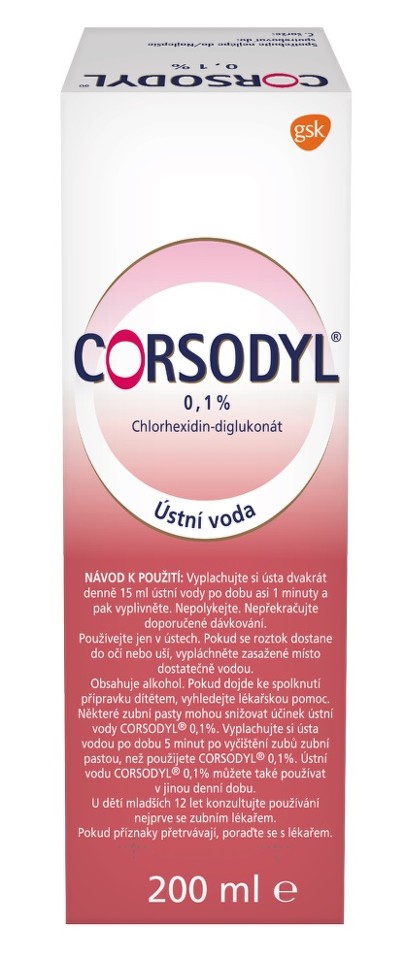 Corsodyl 0.1% ústní Voda 200ml