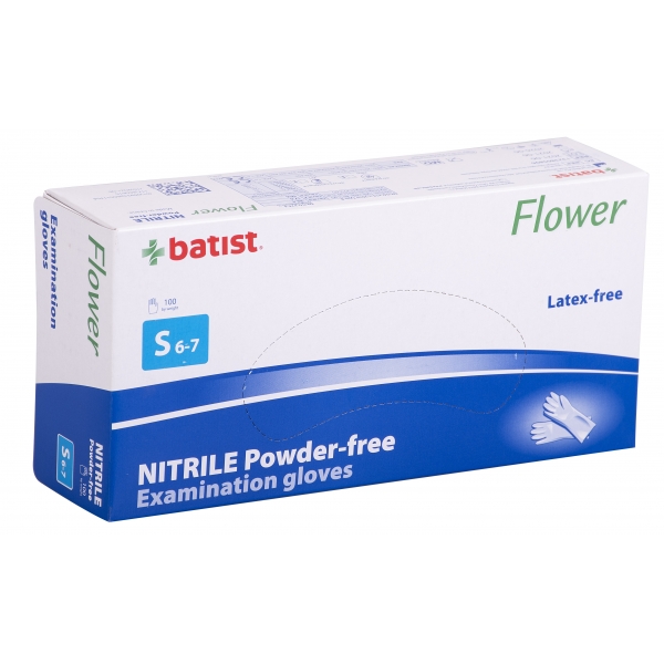 Rukavice nitril nepudrované Batist Flower modré vel.S 100ks