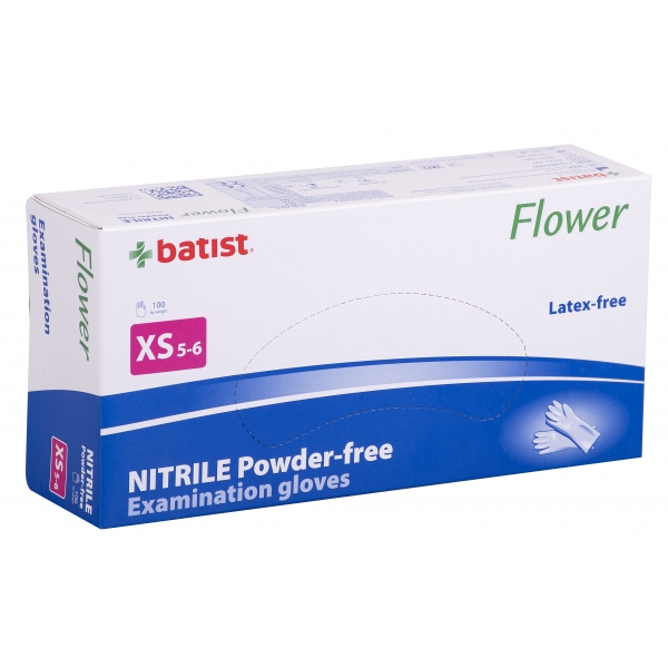 Rukavice nitril nepudrované Batist Flower modré vel.XS 100ks
