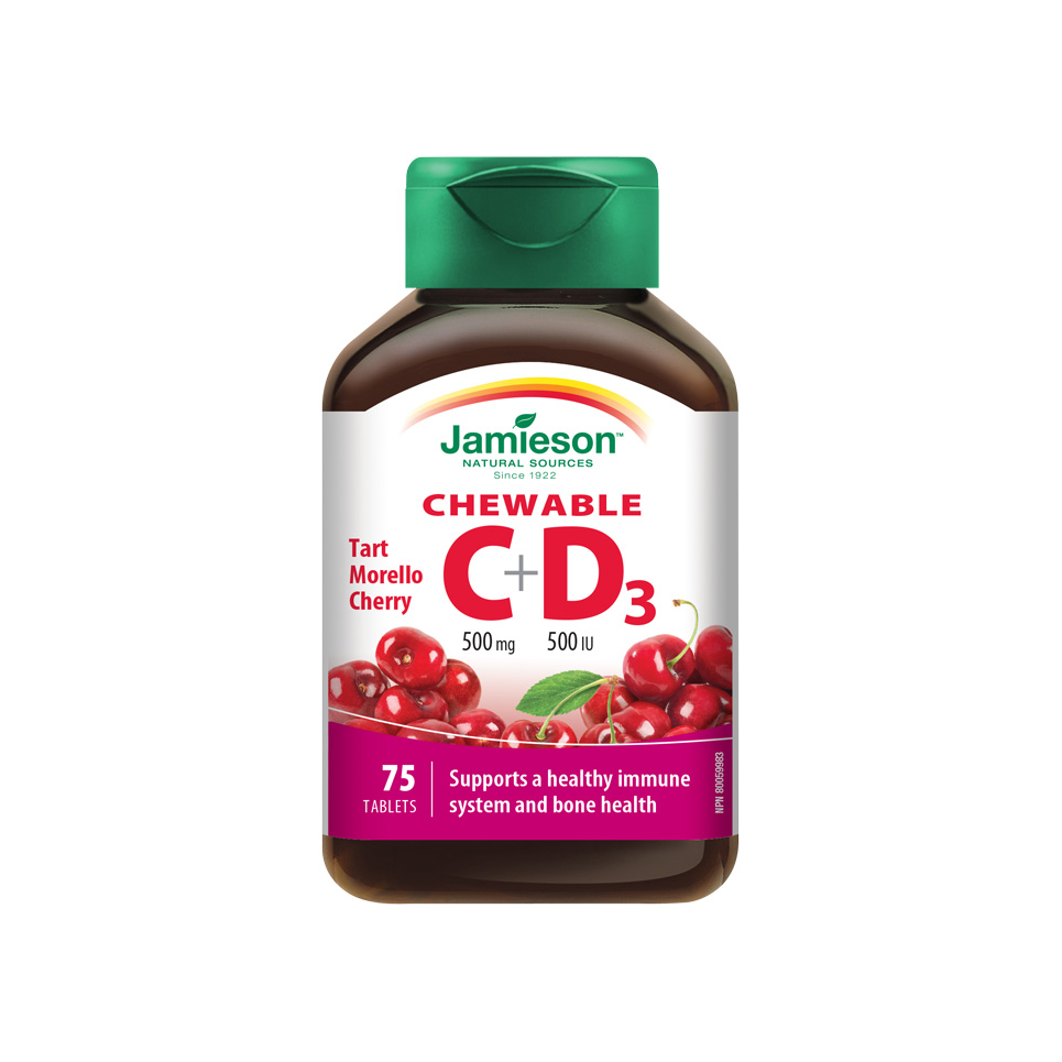 Jamieson Vitamíny C A D3 Třešeň Cucací Tbl.75