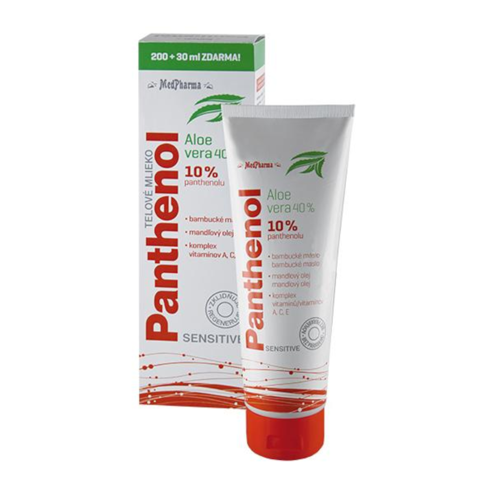 Medpharma Panthenol 10% Sens.těl.ml.200+30mlzdarma
