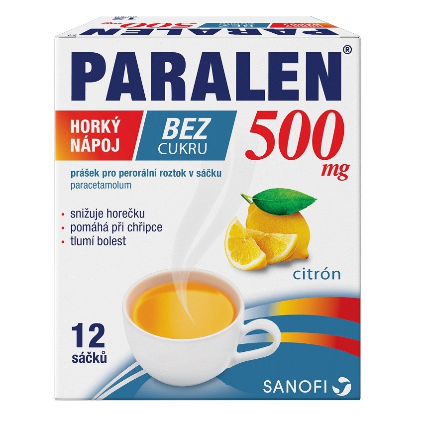 Paralen Horký nápoj bez cukru citrón sáčky 12 ks