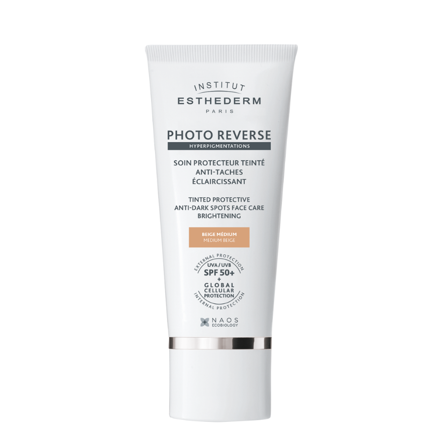 INSTITUT ESTHEDERM PHOTO REVERSE Ochranný tónovaný krém proti pigmentovým skvrnám SPF 50+ (stř. béžová) 50 ml