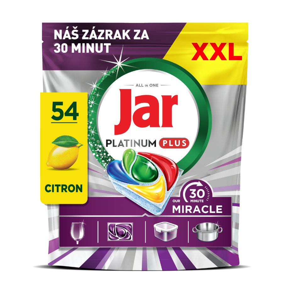 Jar Our 30 Minute Miracle Platinum Plus kapsle do myčky 54 ks