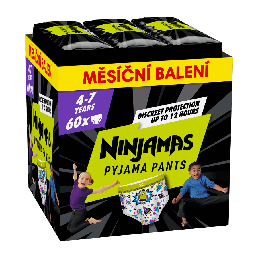 Ninjamas Pyjama Pants plenkové kalhotky 17-30 kg Heart 60 kusů