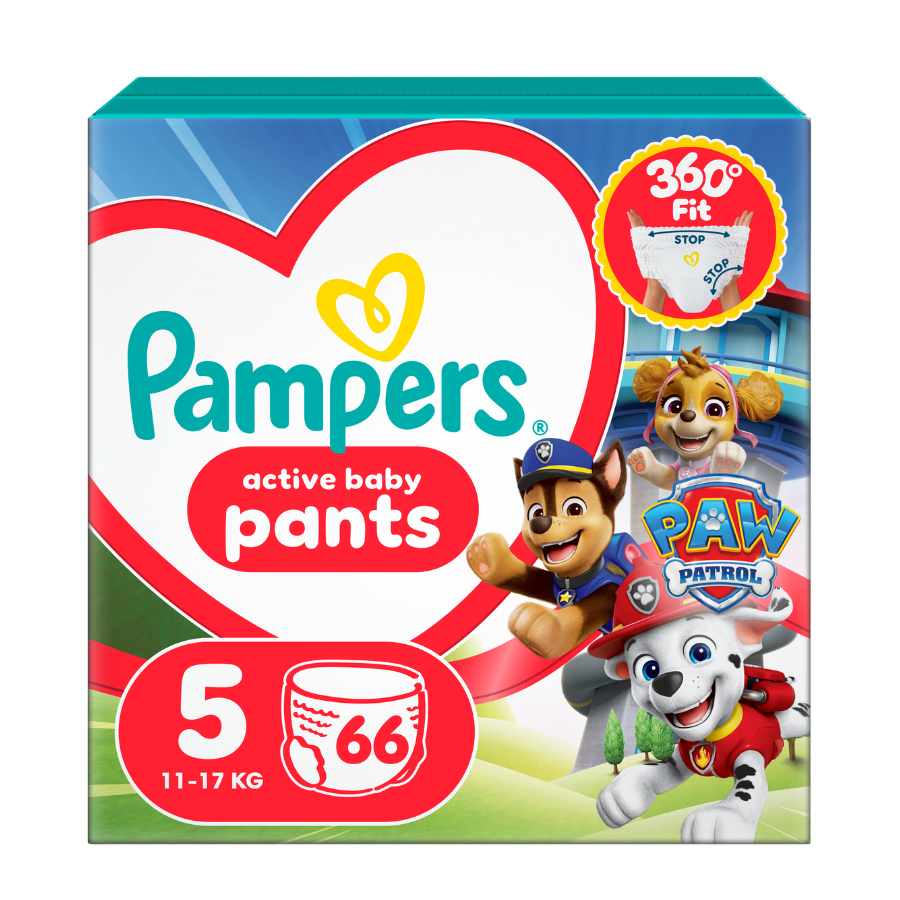 Pampers Pants vel. 5 carry pack paw patrol 11-17 kg plenkové kalhotky 66 ks