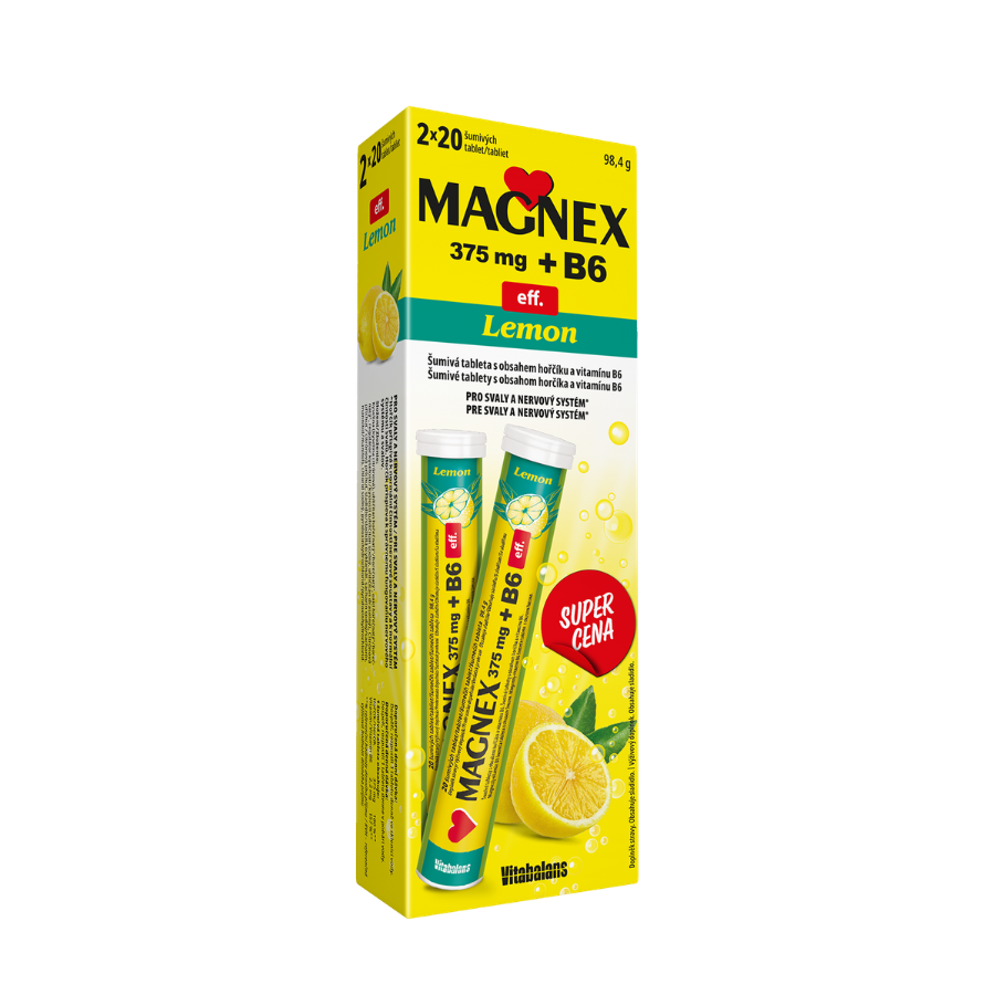 Magnex 375mg+B6 eff. Lemon 2x20 šumivých tablet