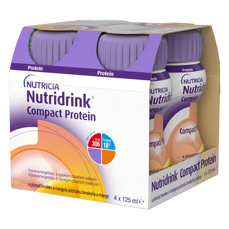 Nutridrink Compact Protein S příchutí broskev a mango perorální roztok 4 x 125 ml