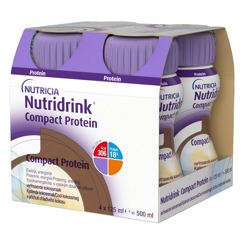 Nutridrink Compact Protein S příchutí chladivého kokosu perorální roztok 4 x 125 ml