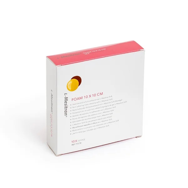 L-mesitran Foam 10x10 cm 10 ks antimikrobiální pěnové krytí s lékařským medem