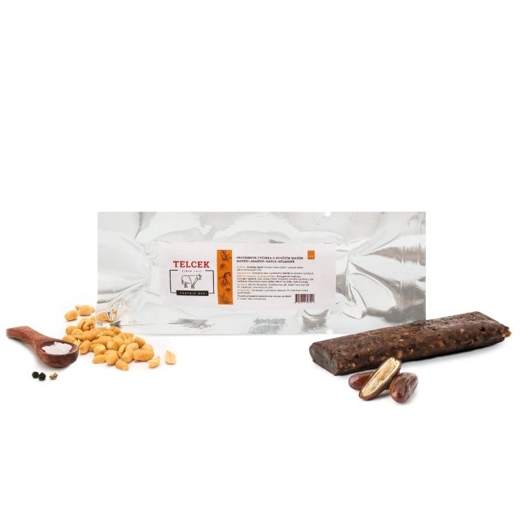 Telcek Proteinová tyčinka hovězí, arašídy, datle, sůl a pepř 50g