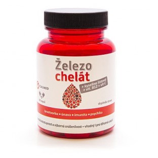 Železo chelát + kyselina listová + vitamin B9 a vitamin C 60 kapsul Galmed