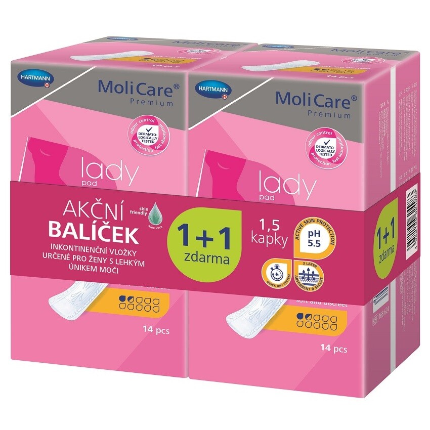 Molicare Premium Lady pad 1.5 kapky 14+14 kusů Akční balíček