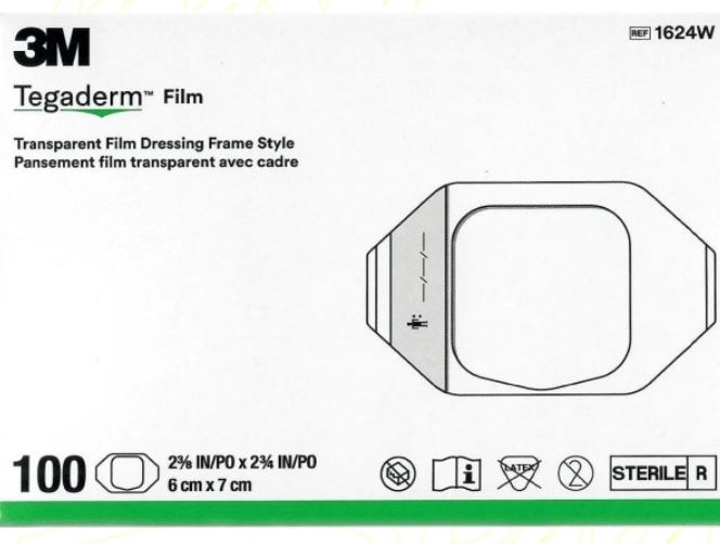3M Tegaderm transparentní převazová fólie 6x7cm 1624W 100ks