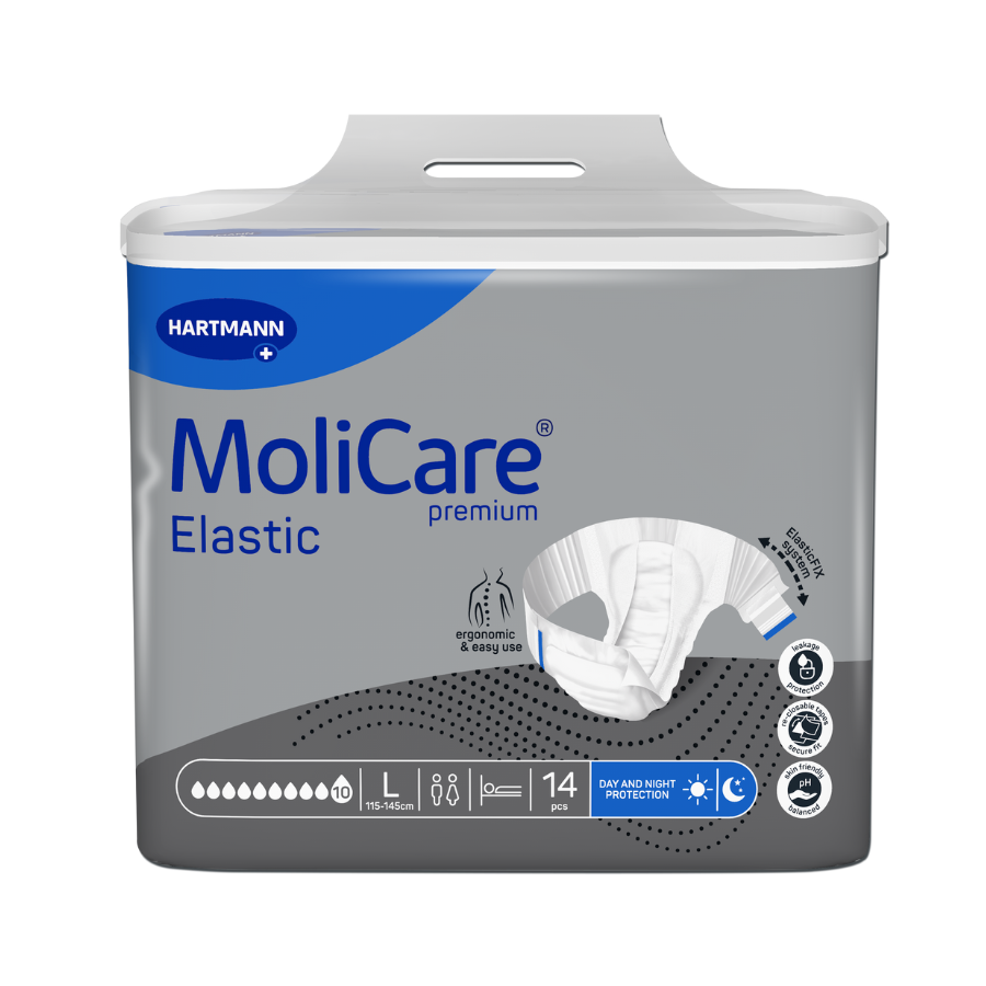 Kalhotky zalepovací Molicare Elastic 10 kapek L boky 115-145cm 4279ml 14ks