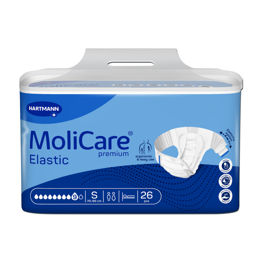 Kalhotky zalepovací Molicare Elastic 9 kapek S boky 70-90cm 2546ml 26ks