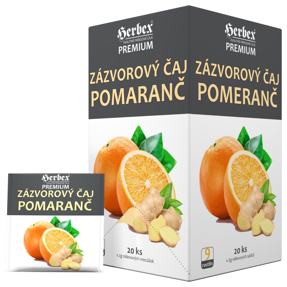 Herbex Zázvorový čaj pomeranč 20x2g sáčků