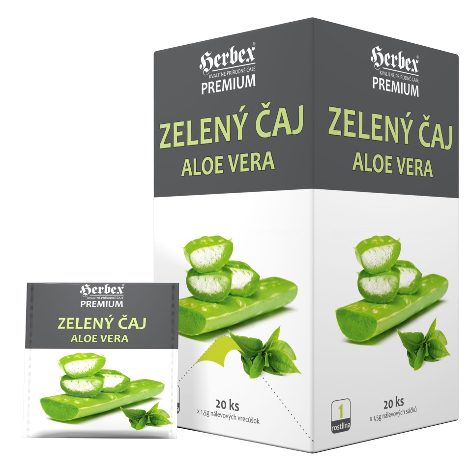 Herbex Premium Zelený čaj s Aloe vera 20x1.5g sáčků