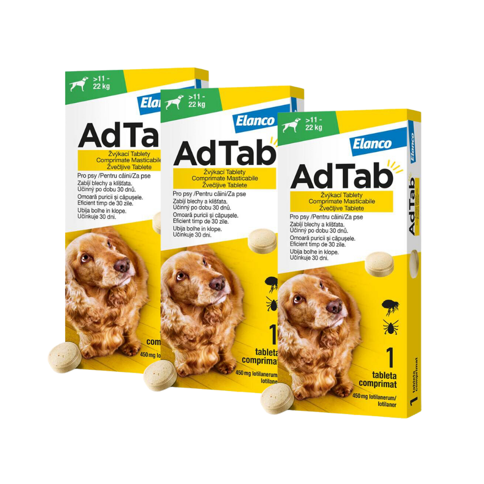 Adtab pro psy (11-22kg) 450mg 3 žvýkací tablety