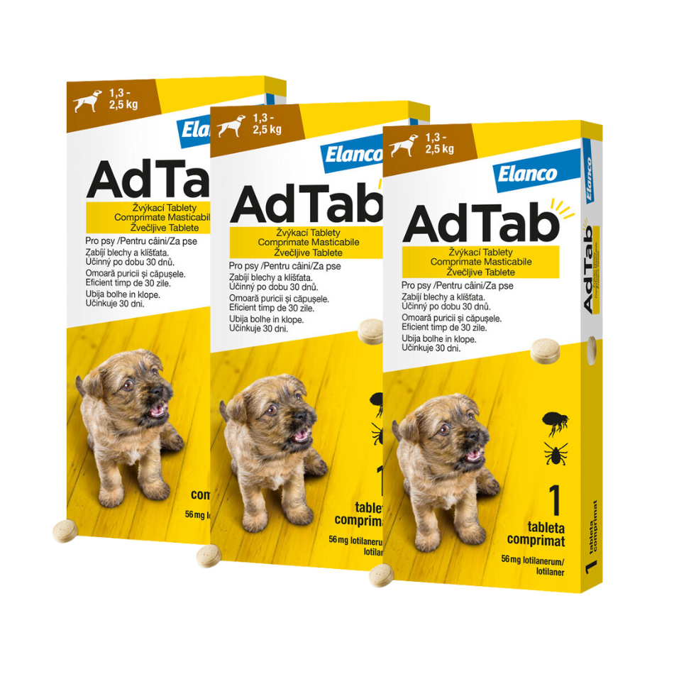 Adtab pro psy (1.3-2.5kg) 56mg 3 žvýkací tablety