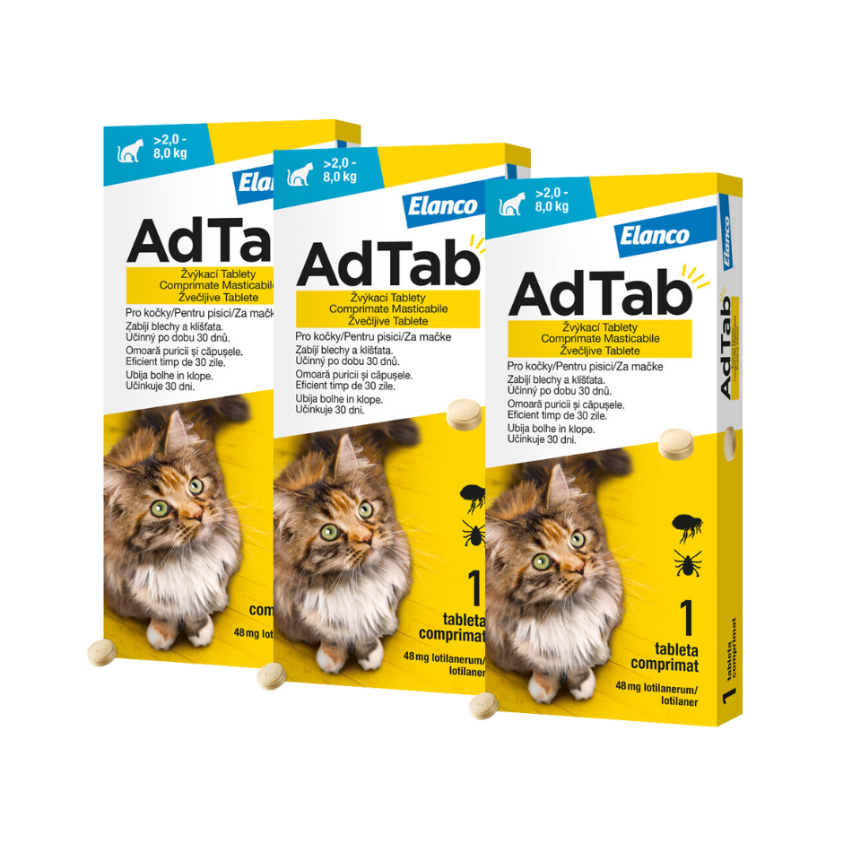 Adtab pro kočky (2,0-8,0kg) 48mg 3 žvýkací tablety