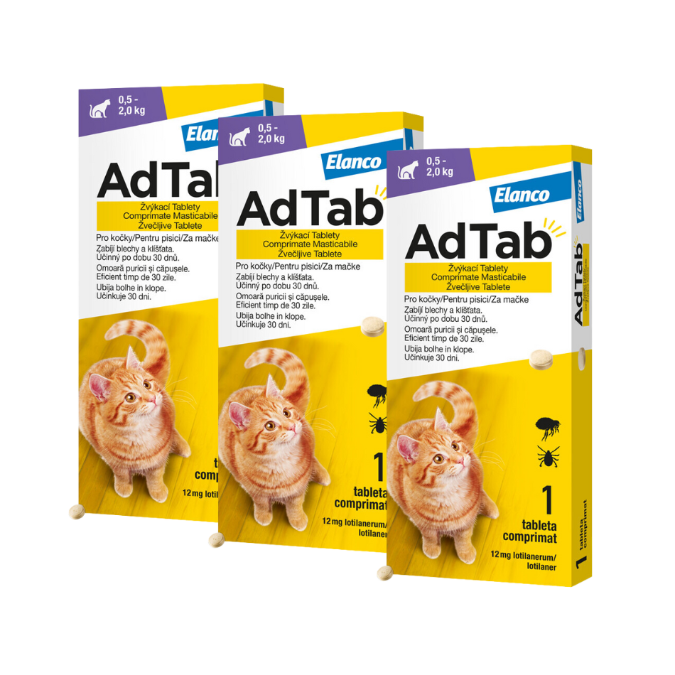 Adtab pro kočky (0.5-2kg) 12mg 3 žvýkací tablety